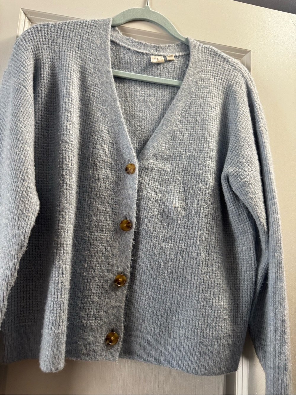 GAP Light Blue V-Neck Button Front Cardigan